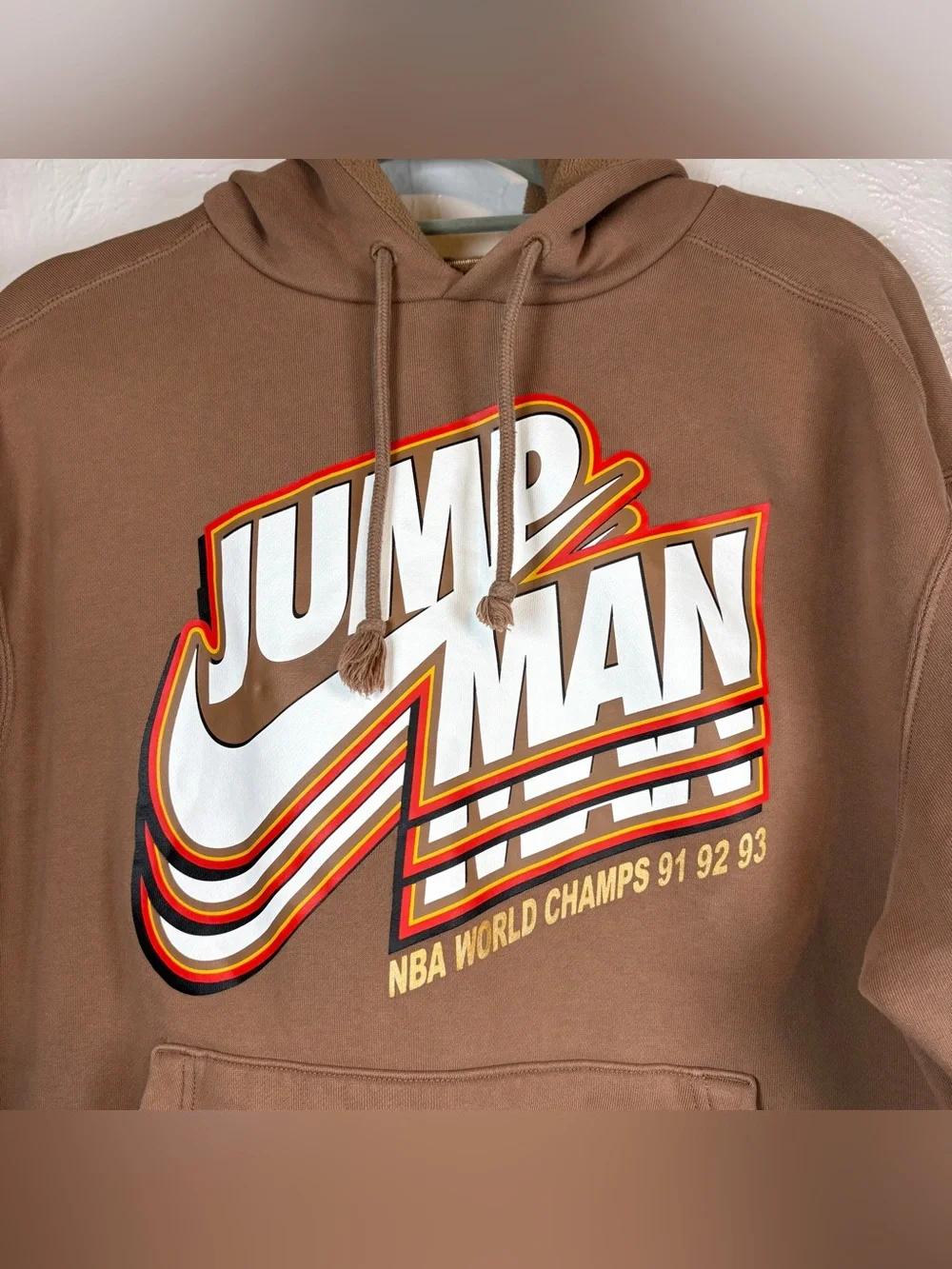Men's NIKE Air Jordan Jumpman Core Fleece Pullover Hoodie size Large Brown